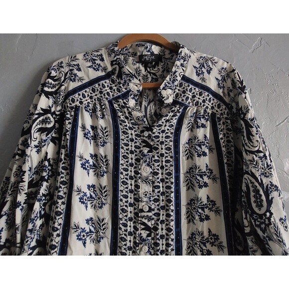 gicgio Tops Blouse Women L,button  Down, Boho-chic  Style, Paisley, Floral,tunic - Picture 7 of 10